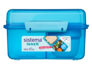 Sistema - Tříkomorová krabička s nádobou na jogurt s dvojitým víčkem 2 l - modrá