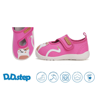 D.D.step plátěnky - bačkorky, C086-51380AM dark pink 